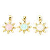 Image de 2 Pcs Pendentif Breloque Galaxie en Laiton Plaqué Or Véritable Perlaire Soleil Émail 25mm x 18mm