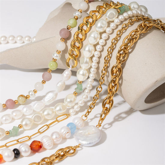 Imagen de 1 Unidad Respetuoso del Medio Ambiente Estilo Ins 18K Oro Real Chapado 304 Acero Inoxidable Collares