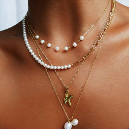 Imagen de 1 Unidad Respetuoso del Medio Ambiente Estilo Ins 18K Oro Real Chapado 304 Acero Inoxidable Collares
