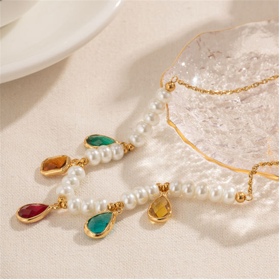 Imagen de 1 Unidad Respetuoso del Medio Ambiente Estilo Ins 18K Oro Real Chapado 304 Acero Inoxidable Collares