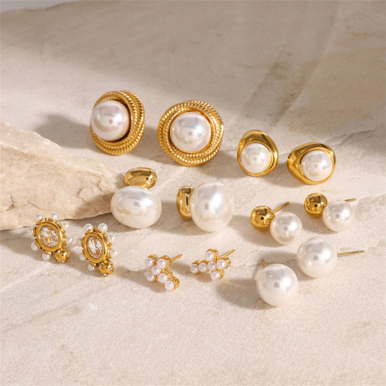 Picture of Eco-friendly Ins Style 304 Stainless Steel Imitation Pearl Ear Post Stud Earrings