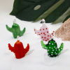 Imagen de 1 Unidad Vidrio Murano Colección Flora de Colgantes Cactus , Multicolor 3.8cm x 3cm