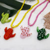 Imagen de 1 Unidad Vidrio Murano Colección Flora de Colgantes Cactus , Multicolor 3.8cm x 3cm