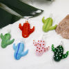Imagen de 1 Unidad Vidrio Murano Colección Flora de Colgantes Cactus , Multicolor 3.8cm x 3cm