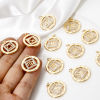 Picture of Eco-friendly Brass Charmes 18K Real Gold Plated Round Constellation Hollow Clear Cubic Zirconia 24mm x 19mm