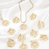 Picture of Eco-friendly Brass Charmes 18K Real Gold Plated Round Constellation Hollow Clear Cubic Zirconia 24mm x 19mm