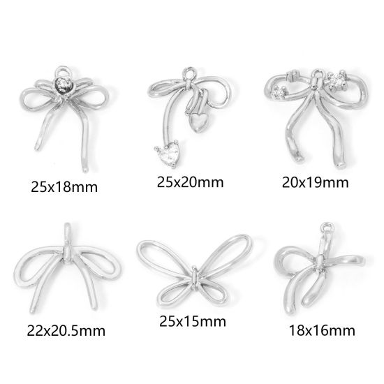 Bild von 2 PCs Eco-friendly Brass Clothes Charms Real Gold Plated Bowknot Clear Cubic Zirconia