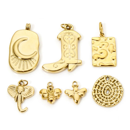 Bild von Umweltfreundliche Vakuumbeschichtung 304 Edelstahl Galaxis Charms Stiefel 18K Echtgold plattiert Biene