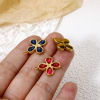 Imagen de 1 Unidad Enchapado al Vacío Ecológico 304 Acero Inoxidable Colgantes Flor Chapado en Oro Multicolor Circón Artificial 19.5mm x 17mm