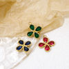 Imagen de 1 Unidad Enchapado al Vacío Ecológico 304 Acero Inoxidable Colgantes Flor Chapado en Oro Multicolor Circón Artificial 19.5mm x 17mm