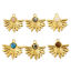 Bild von Umweltfreundliche Vakuumbeschichtung 304 Edelstahl Charms Fächer-Form Vergoldet Bunt Mit synthetischen Edelstein Cabochons 26mm x 25mm