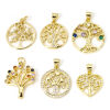 Imagen de 2 Unidades Latón Colgantes Charms Oro Real Chapado Árbol de la Vida Hueco
