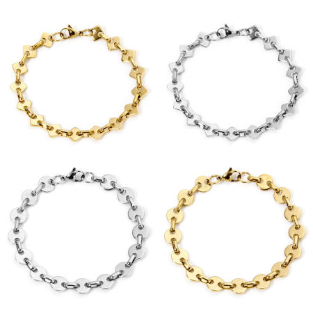 Image de Bracelets En Gros en 304 Acier Inoxydable, Chaîne de Nez de Cochon Unisexe Minimaliste Cadeau Fournitures de Bijoux 19cm long, 1 Pièce