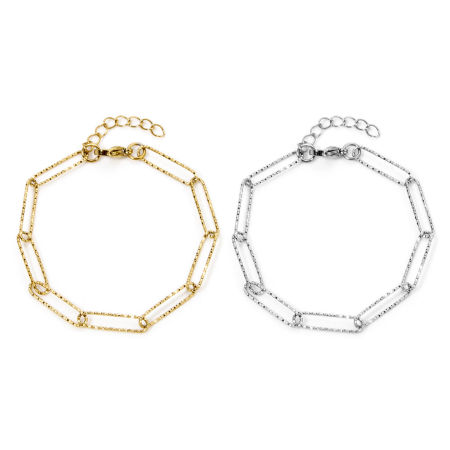 304 Stainless Steel Paperclip Chain Bracelets Textured 18cm(7.1") long