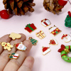 Picture of Vacuum Plating 304 Stainless Steel Christmas Charms Gold Plated Enamel