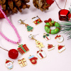 Picture of Vacuum Plating 304 Stainless Steel Christmas Charms Gold Plated Enamel