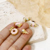 Picture of Eco-friendly Brass Charms 18K Real Gold Plated Pink Pearlized Enamel