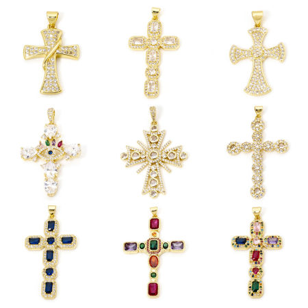 1 Unidad Respetuoso del Medio Ambiente Latón Religión Colgantes Cruz 18K Oro Real Chapado
