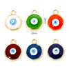 Imagen de 1 Unidad Respetuoso del Medio Ambiente Latón Religión Colgantes Ronda 18K Oro Real Chapado Multicolor Mal de ojo Esmalte 28mm x 22mm