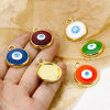 Imagen de 1 Unidad Respetuoso del Medio Ambiente Latón Religión Colgantes Ronda 18K Oro Real Chapado Multicolor Mal de ojo Esmalte 28mm x 22mm
