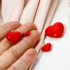 Picture of Eco-friendly Brass Valentine's Day Charmes 18K Real Gold Plated Red Heart Enamel