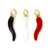 Picture of Eco-friendly Brass Charms 18K Real Gold Plated Multicolor Cornicello Italian Horn Chili Enamel 21mm x 4.5mm