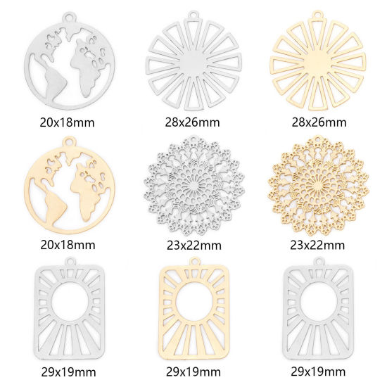 Picture of Iron Based Alloy Filigree Stamping Charms Multicolor Hollow