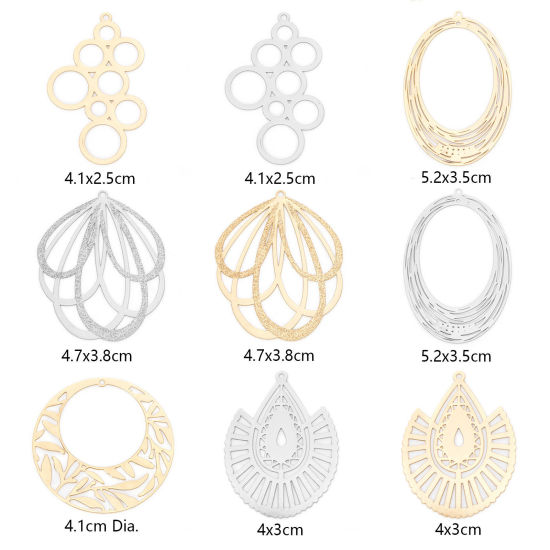 Picture of Iron Based Alloy Filigree Stamping Pendants Multicolor Hollow