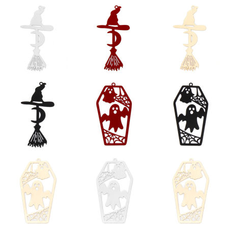 10 Unidades Hierro Halloween Colgantes Multicolor Filigrana Estampación
