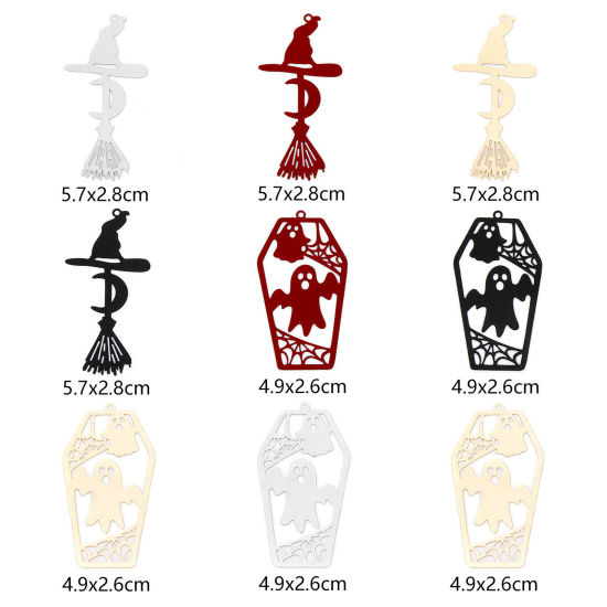 Picture of Iron Based Alloy Halloween Pendants Multicolor Filigree Stamping