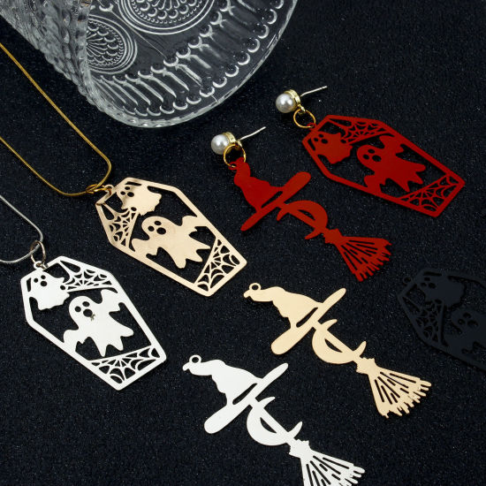 Picture of Iron Based Alloy Halloween Pendants Multicolor Filigree Stamping