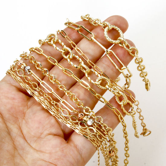 Picture of Eco-friendly Brass Simple Link Chain Necklace 18K Real Gold Plated With Lobster Claw Clasp