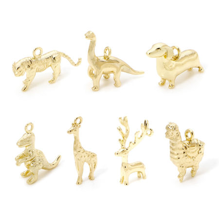 2 Unidades Latón Colgantes Animal Chapado en Oro de 18K 3D