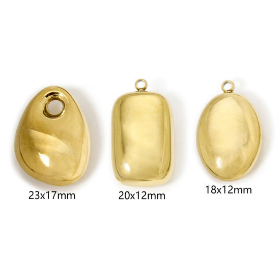 Picture of Eco-friendly Vacuum Plating 304 Stainless Steel Charms 14K Real Gold Plated Rectangle Oval 3D