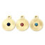 Picture of Eco-friendly Vacuum Plating 304 Stainless Steel Geometric Charms 14K Real Gold Plated Multicolor Round With Synthetic Gemstone Cabochons 15mm x 12mm