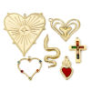 Picture of Eco-friendly Vacuum Plating 304 Stainless Steel Religious Charms 14K Real Gold Plated Heart Snake