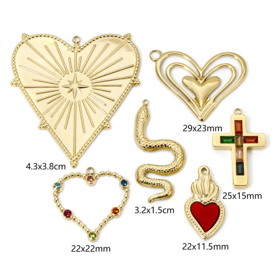 Picture of Eco-friendly Vacuum Plating 304 Stainless Steel Religious Charms 14K Real Gold Plated Heart Snake