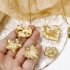 Picture of Eco-friendly Vacuum Plating 304 Stainless Steel Flora Collection Charms 14K Real Gold Plated Flower Leaf