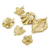 Picture of Eco-friendly Vacuum Plating 304 Stainless Steel Flora Collection Charms 14K Real Gold Plated Flower Leaf