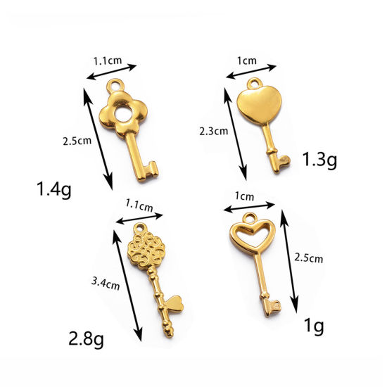 Image de 2 PCs 304 Stainless Steel Charms Multicolor Key Heart