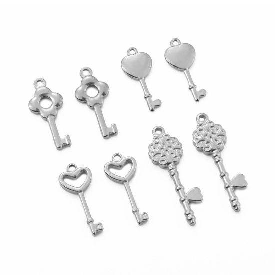 Image de 2 PCs 304 Stainless Steel Charms Multicolor Key Heart