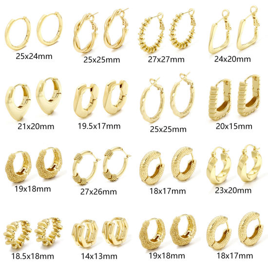 Picture of Eco-friendly Minimalist Stylish 18K Real Gold Plated Brass Hoop Earrings For Women