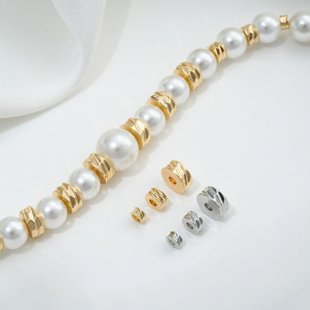 10 ШТ Экологичный Латунь Разделительные бусины для изготовления ювелирных изделий из браслетов своими руками настоящее золото с покрытием Плоские Круглые С Полосами