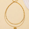 Picture of Vacuum Plating Stylish 18K Gold Plated 304 Stainless Steel Paperclip Chain Bowknot Multilayer Layered Necklace For Women 38cm(15") long