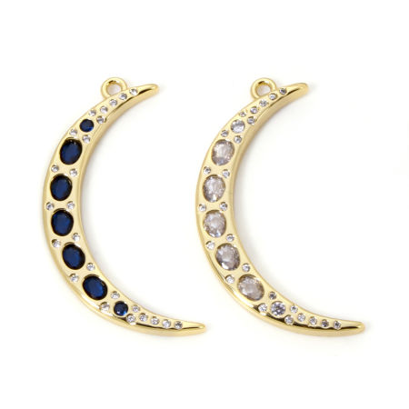1 Unidad Latón Galaxia Colgantes Luna Media 18K Oro Real Chapado 3.6cm x 1.8cm