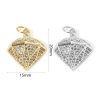 Изображение 1 ШТ Экологичный Латунь Бижутерия усыпанная мелким фианит Подвески Алмаз настоящее золото с покрытием Прозрачный Искусственный Циркон 20мм x 15мм