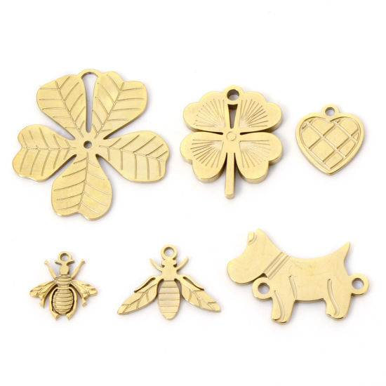 Picture of Vacuum Plating 304 Stainless Steel Charms 18K Gold Plated