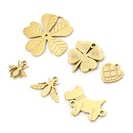 Picture of Vacuum Plating 304 Stainless Steel Charms 18K Gold Plated