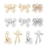 Picture of Eco-friendly Brass Clothes Charms Real Gold Plated Bowknot Clear Cubic Zirconia