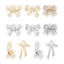 Picture of Eco-friendly Brass Clothes Charms Real Gold Plated Bowknot Clear Cubic Zirconia